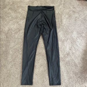 Black faux leather leggings